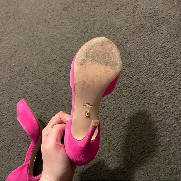 Veronica Beard Gator Suede Peep Toe Pump Heels In Pink - Picture 10 of 11